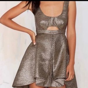 Nasty Gal gold jacquard dress